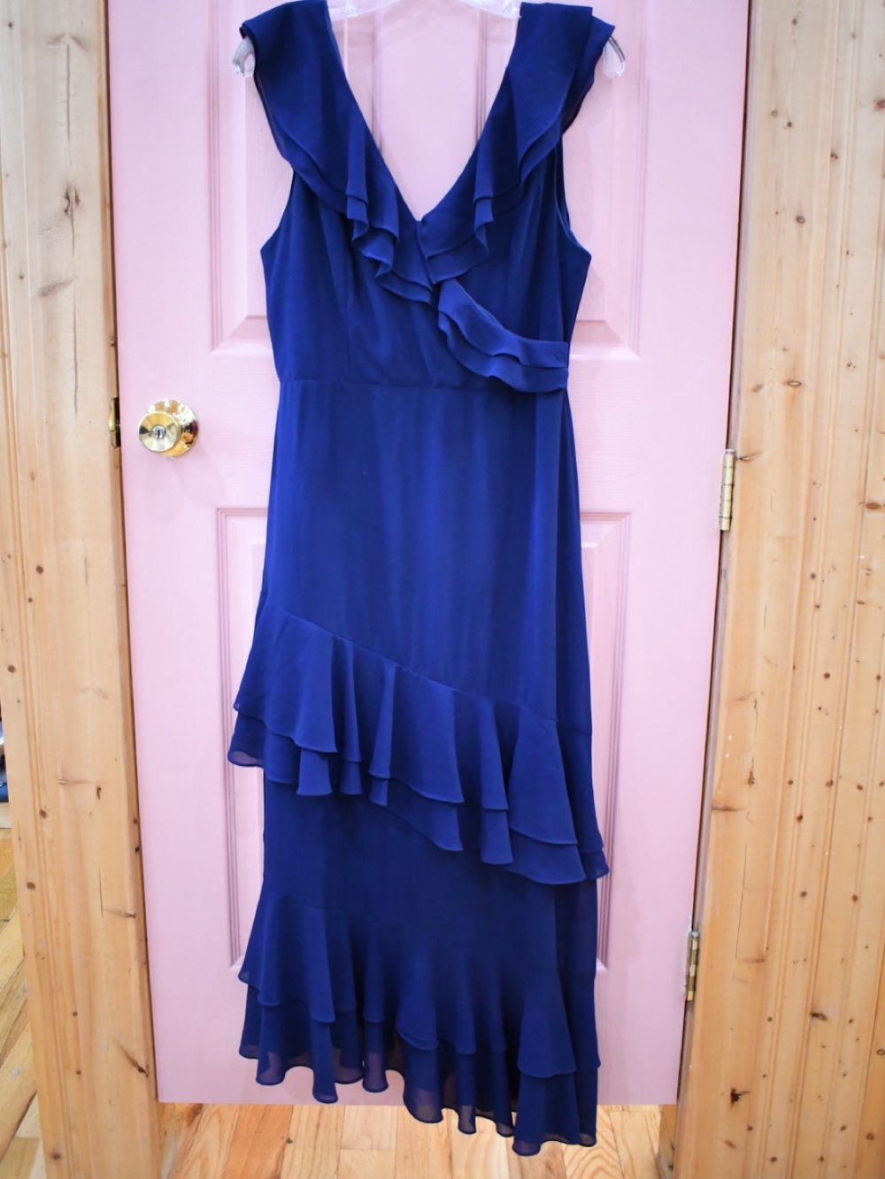 Lulu's Navy Ruffle High-Low Dress M - Picture 2 of 4